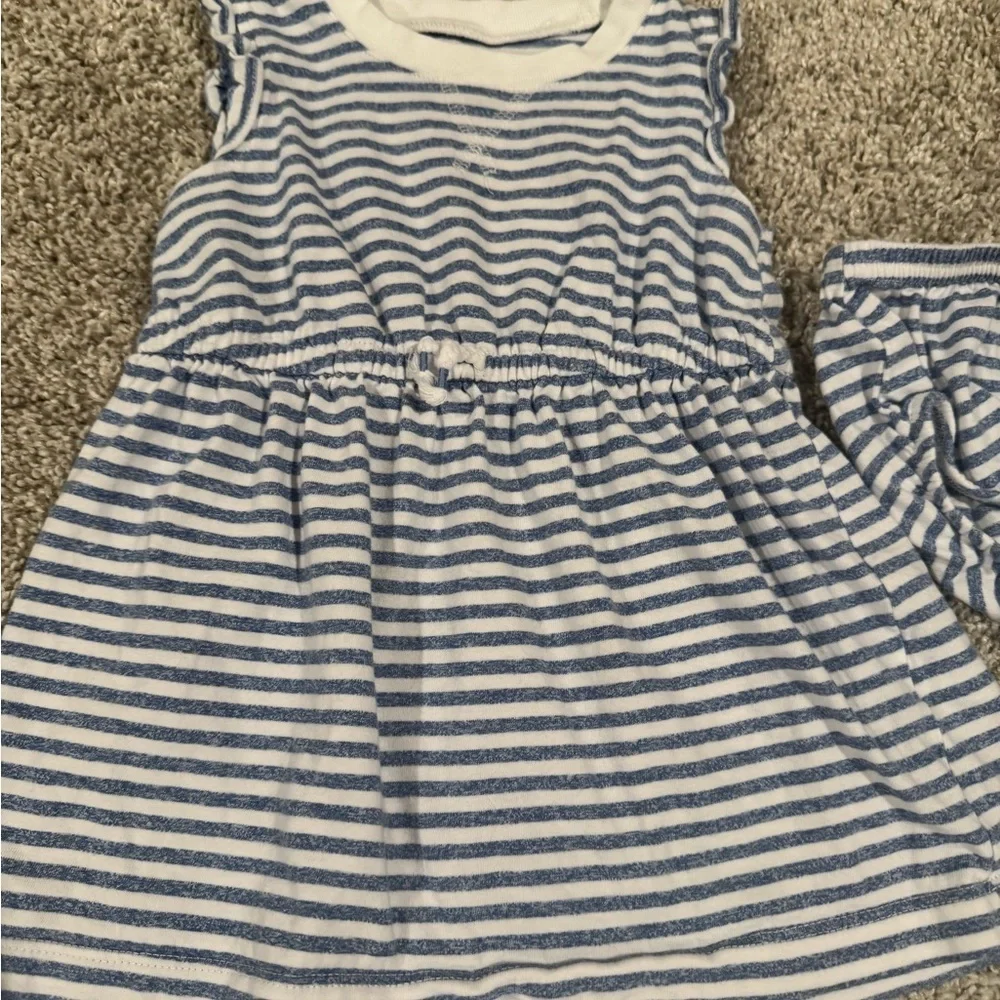 Carter’s Blue & White Striped Dress with Bloomers Nautical– Size 9 Months